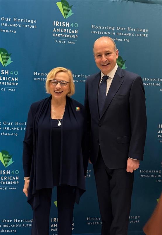 Governor Mills with Taoiseach Micheál Martin at the Irish American Partnership 40th Anniversary Gala Dinner.