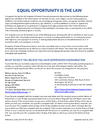 This is a graphic of the MDOL Equal Employment Opportunities English language document.